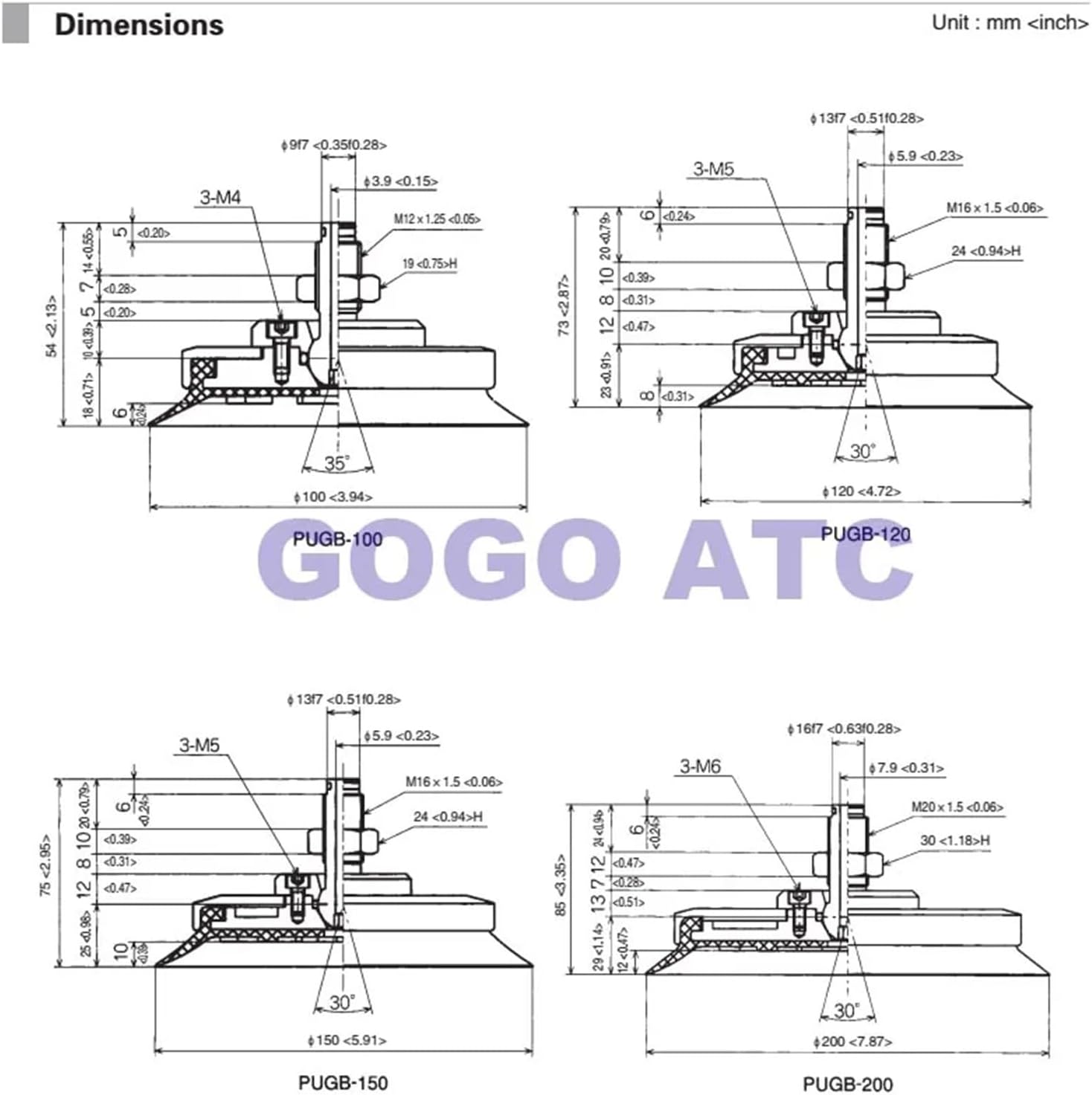 COKYIS Robot Accessories Vacuum Suction Cup PUGB 20-100 mm 360 Degree Vacuum Cup Suction pad Suction Cup Unit Pneumatic(Color:PUGB-40,Size:NBR Nitrile Rubber)