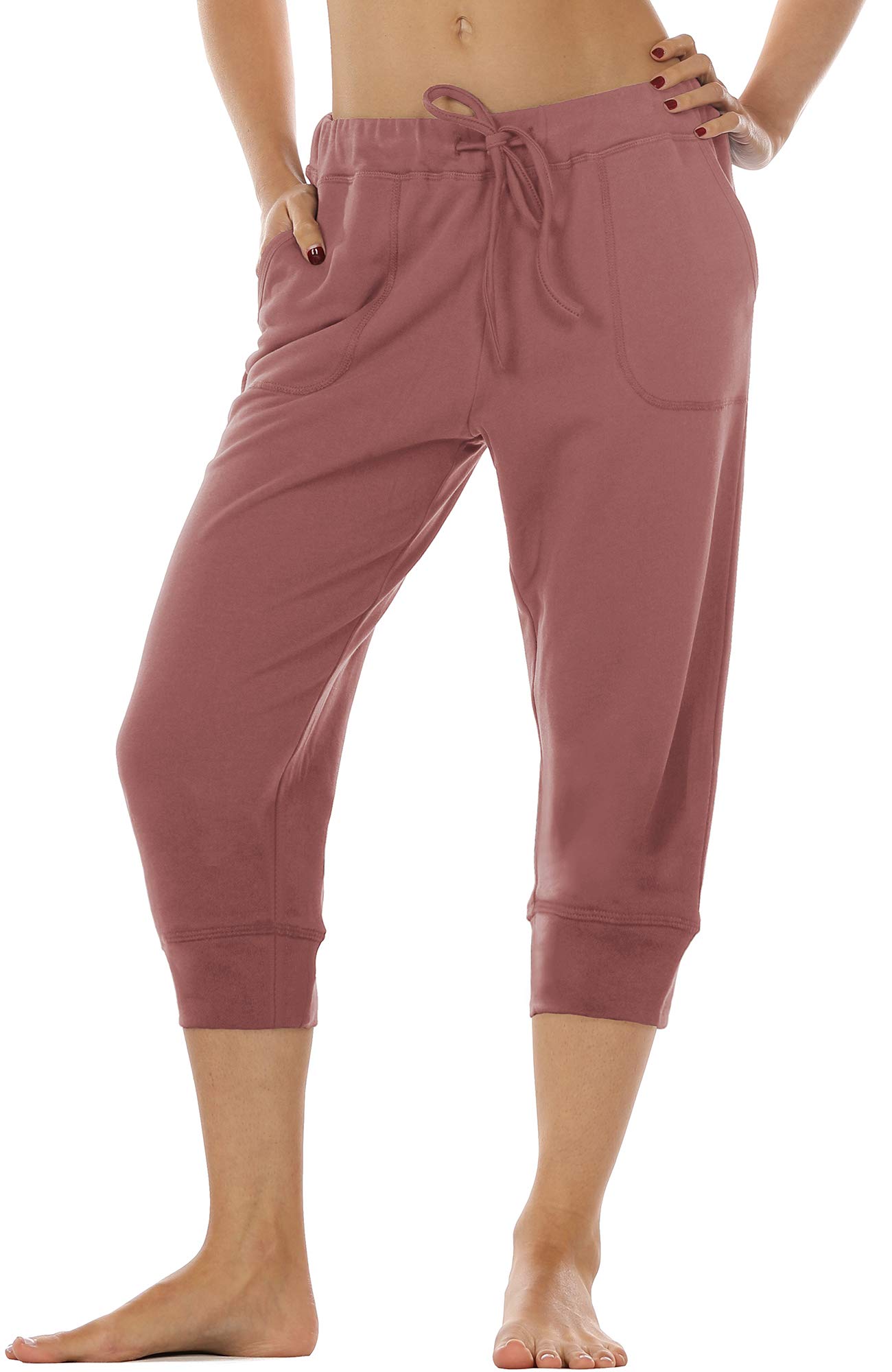 Women's French Terry Jogger Lounge Sweatpants - Active Capri Pants for Women