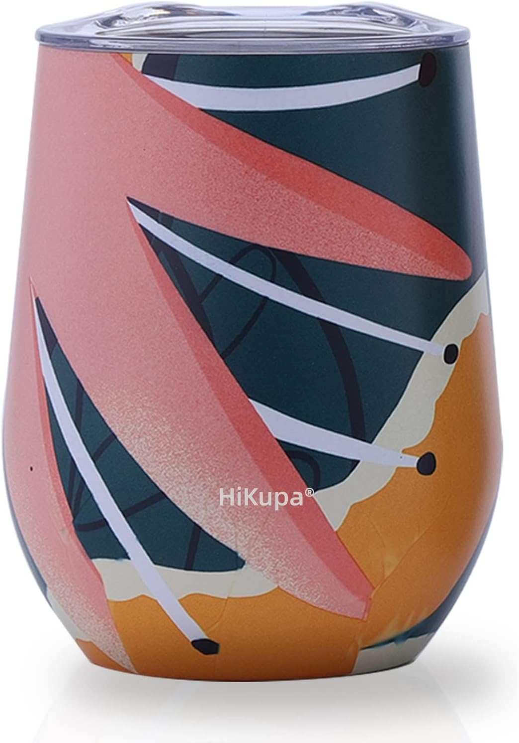 HiKupa 12 oz Coffee Mug, Reusable Cup with Lid, Double Wall Stainless Steel Vacuum Insulated Travel Mug for Hot and Cold Drinks (Pink - Maple Leaf)