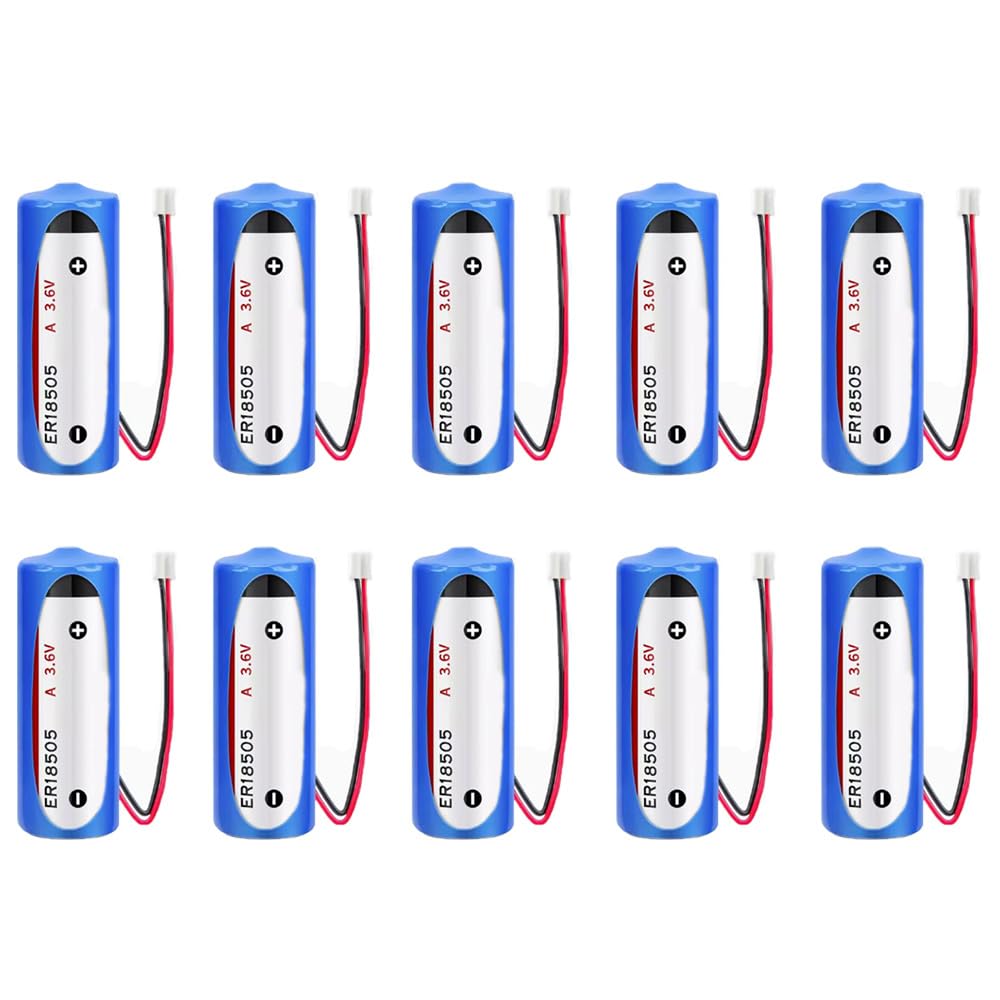 MEELER 10 PCS A Size 3.6V 4000mAh ER18505 with 2.0 White Connector Lithium Battery Non Rechargeable