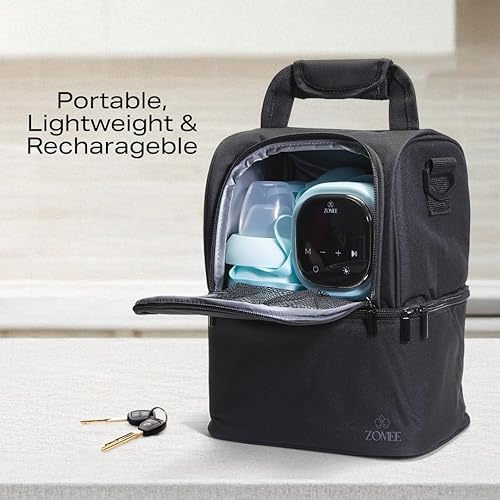 Miniatura 6 de Zomee Extractor de leche eléctrico doble Z2 - con modos de expresión, masaje y 2 fases - Extractor de leche recargable de grado hospitalario,