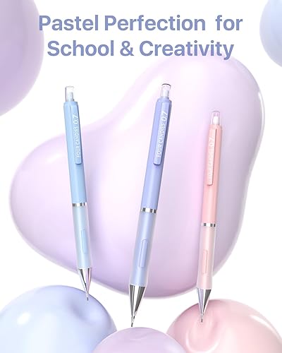 Miniatura 2 de Four Candies Bonito juego de lápices mecánicos de 0.020 in, 0.028 in y 0.035 in, con repuestos de plomo HB #2, borradores pastel y repuestos de