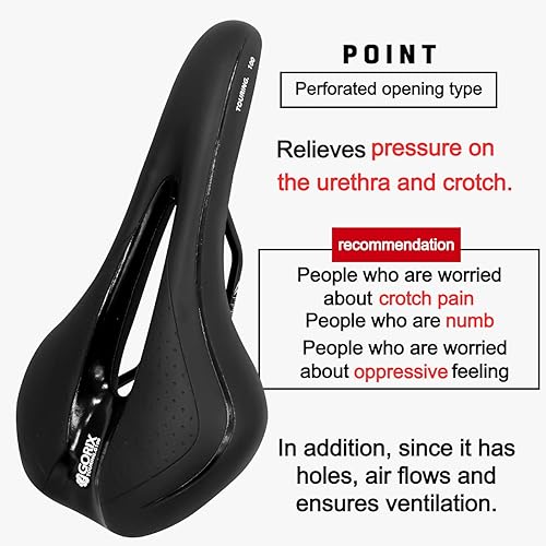 Miniatura 5 de GORIX Asiento de silla de montar de bicicleta, cómodo cojín con carril, bicicleta de carretera de montaña para hombres y mujeres (GX-C19)