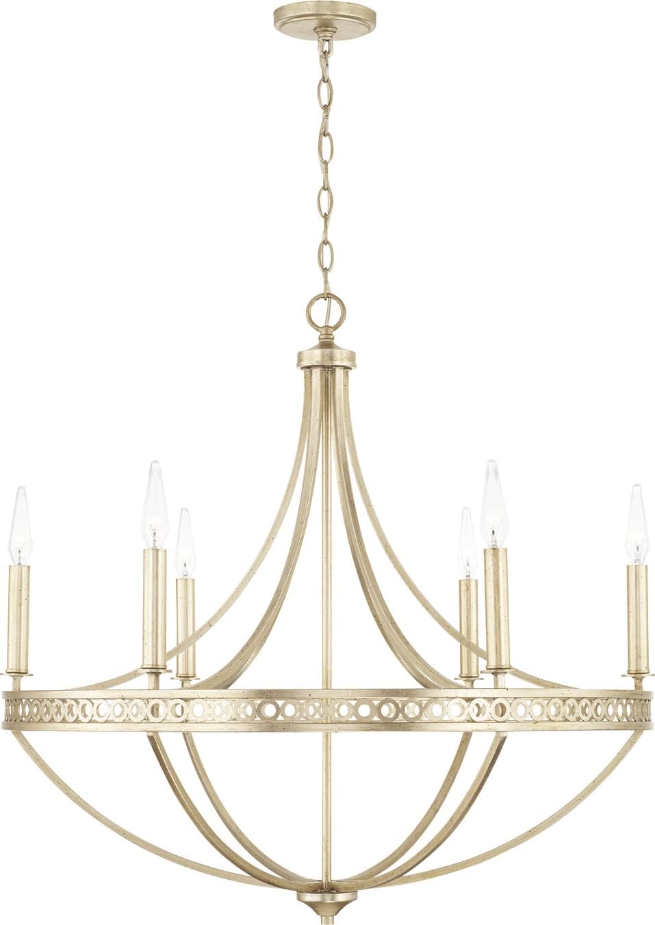 443161WG Isabella Traditional Regal Style Luxe Chandelier, 6-Light 360 Total Watts, 29" H x 30" W, Winter Gold