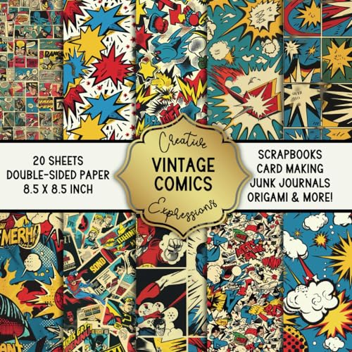Vintage Comics Patterned Double-Sided Craft Paper, 8.5
