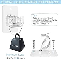 Vista 3 de CIEMGNZOC 2 soportes de cortina sin taladro, barras autoadhesivas, ganchos de cortina ajustables para barras de menos de 1.57 pulgadas (transparente)