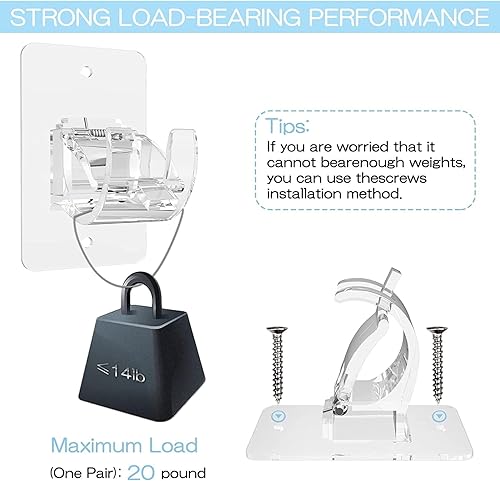 Miniatura 3 de CIEMGNZOC 2 soportes para barra de cortina sin taladro, barras de cortina autoadhesivas, sin taladrar, soportes ajustables sin clavos, ganchos de