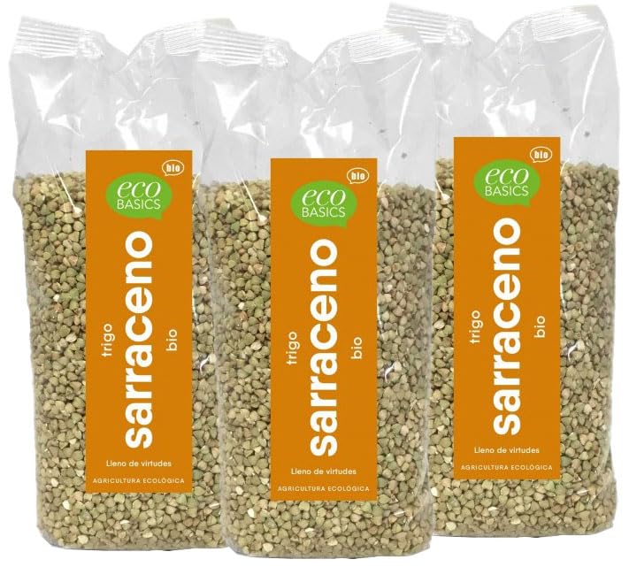 Pack 3x Trigo Sarraceno EcoBasics Bio 500 g | 3 Bolsas de 500 g (Total 1,5 kg) | Grano de Trigo Sarraceno Ecológico | Ideal para Recetas y Cocina
