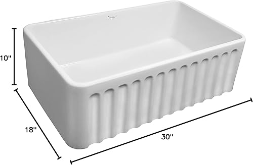 Miniatura 8 de Whitehaus Collection WHFLGO3018 - Fregadero de arcilla refractaria reversible de 30 pulgadas con delantal delantero Gothichaus en un lado y delantal