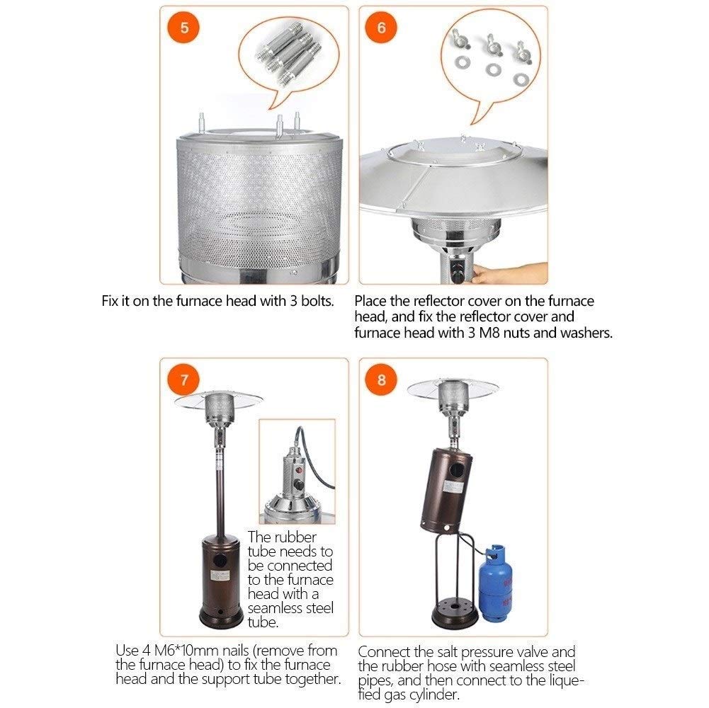 Chauffe-terrasse Chauffage d'extérieur Chauffage d'extérieur Chauffage d'extérieur pour terrasse au propane Hauteur 86,6 pouces Chauffage de terrasse sur roues, Hauteur réglab