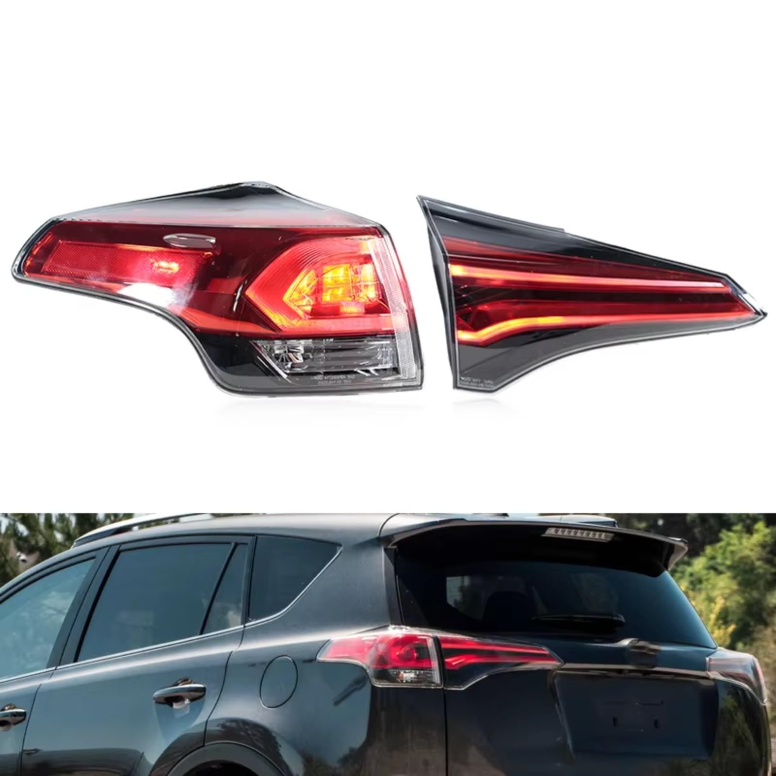 Compatible Con Toyota Para RAV4 2016 2017 2018 Versión Estadounidense Luz Trasera De Coche Freno Señal De Giro Lámpara De Marcha Atrás Con Bombilla luces advertencia traseras(Left Outer)