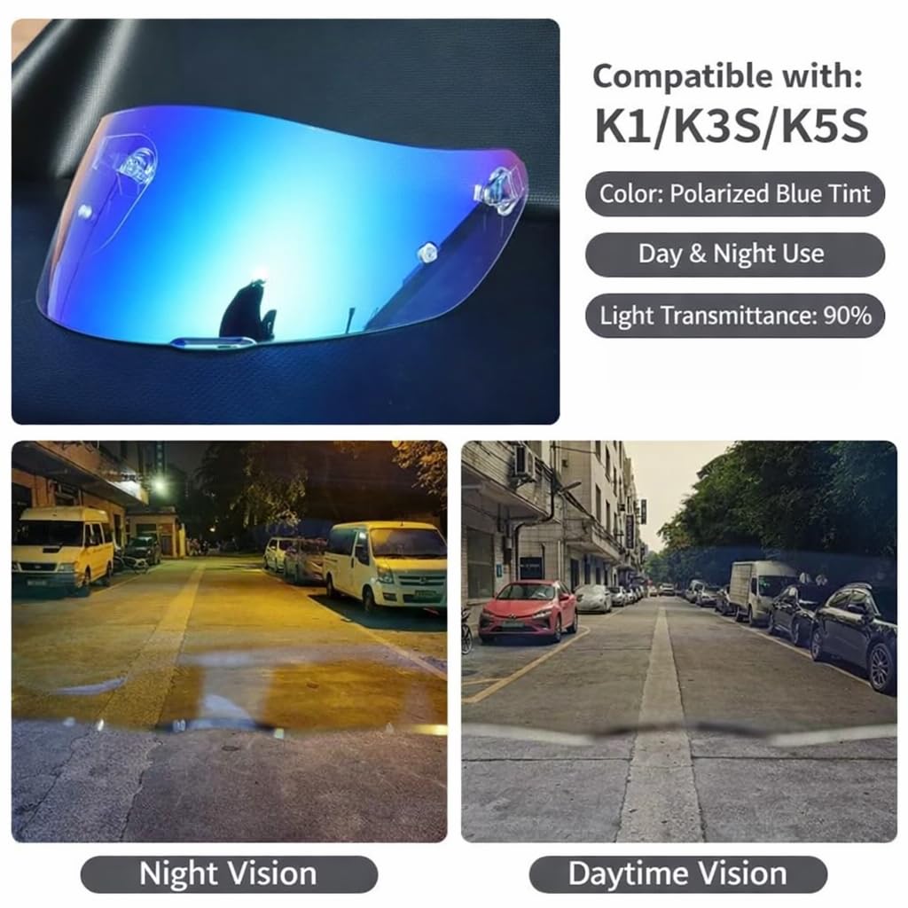 AGV K1 Visor Replacement for K1 K1S Helmet Tinted UV Protection Face Shield Compatible with K1 K1S K3SV K5 K5S Models（Aurora Blue）