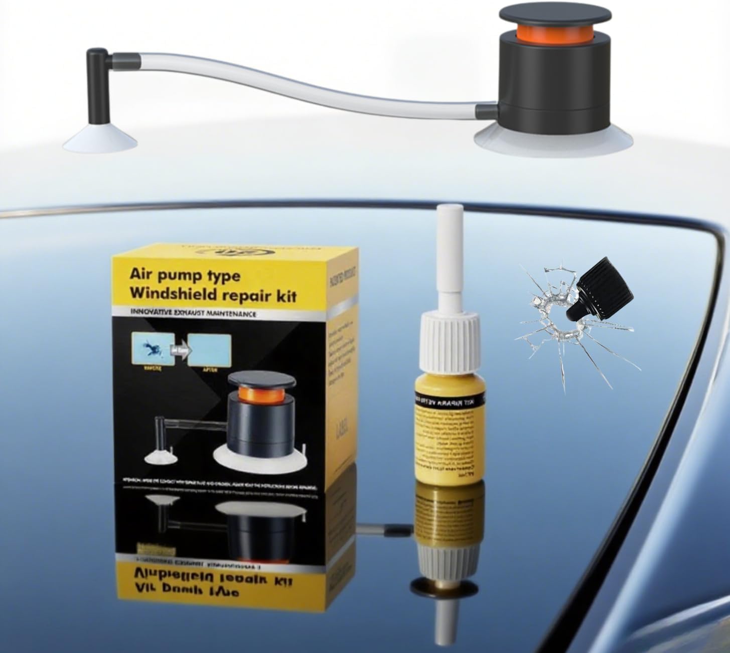 Windshield Chip Repair Kit with Vacuum Suction - Instant Fix Windshield Repair Kit for Chips and Cracks & Bullseyes on Sedans, SUVs, Trucks! Stops Crack Spreading in 20 Mins! (Crack Repair)