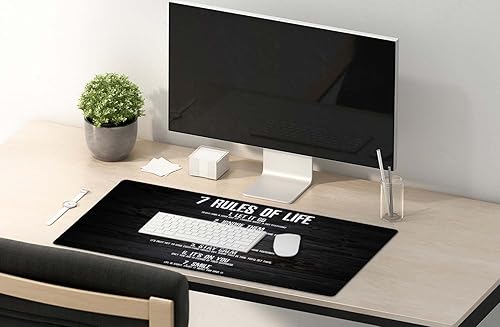 Miniatura 5 de SSOIU Alfombrilla de mouse con citas motivacionales de 7 reglas de la vida, 35.5 x 15.7 pulgadas, XXL para escritorio completo, base de goma