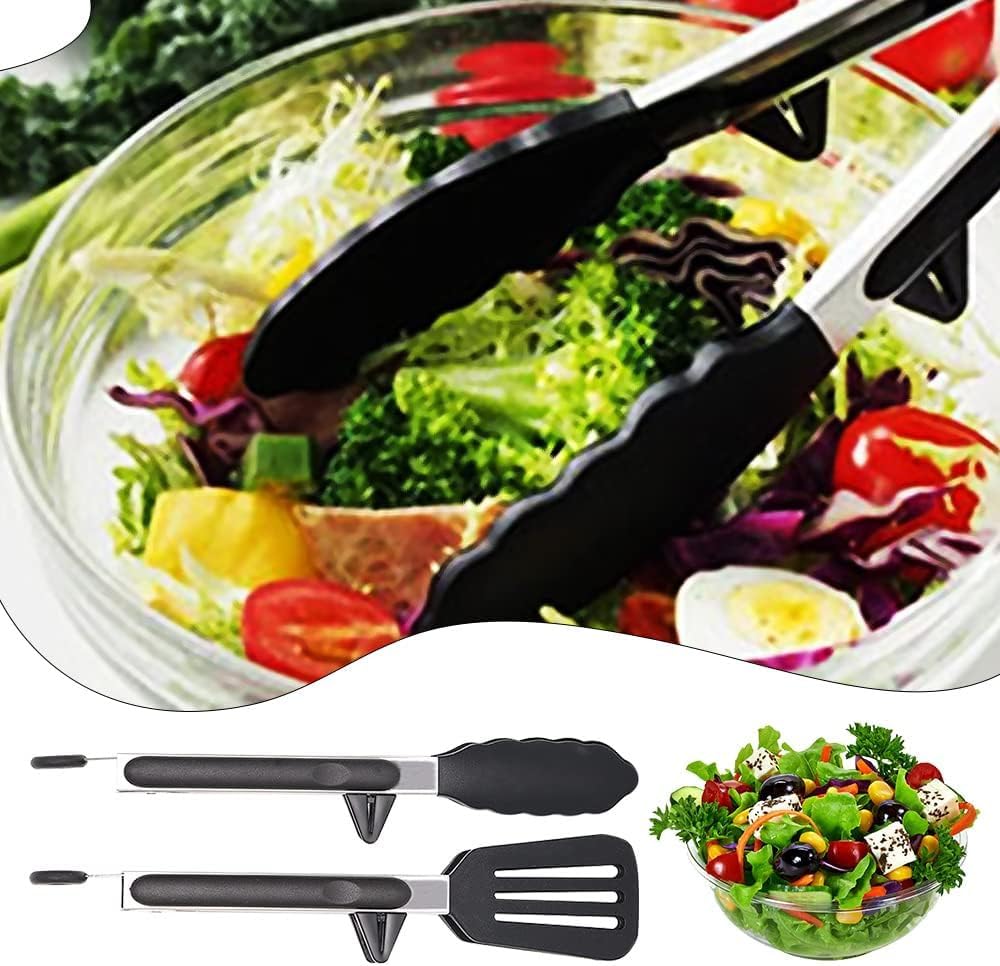 OHAOLYLE Kitchen Tongs 9 Inch Silicone Tongs Non-Slip Cooking Tongs,Suitable for Baking Frying, Serving(Black,2pcs) - Image 4
