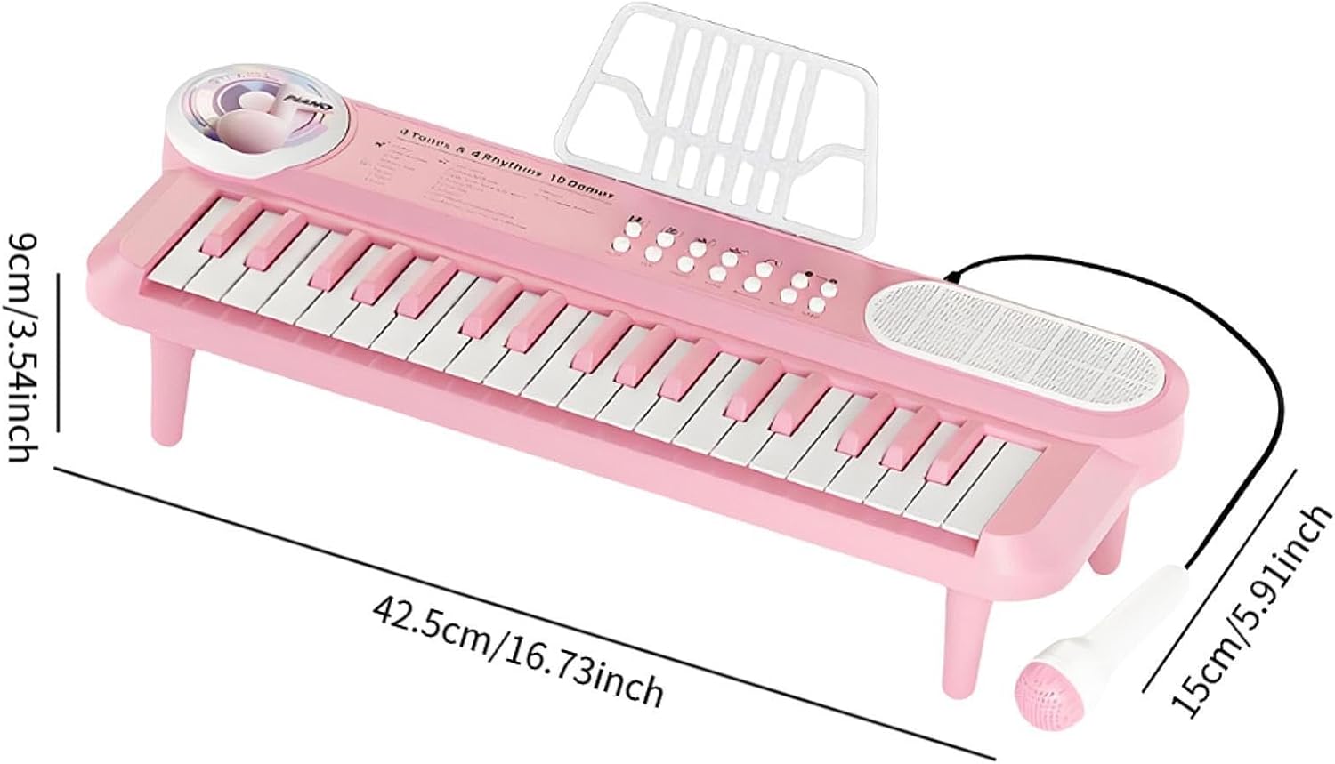 Electronic Piano Keyboard with, 37 Keys,Multi Function, Kids Piano Keyboard for 3 4 5 6 Year Old,Boys, Girls, Pink