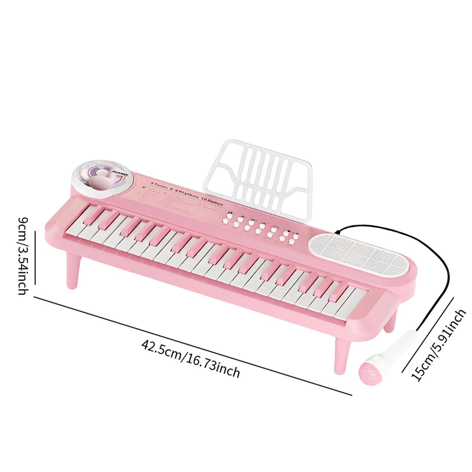 Piano Teclado Electrónico para Niños Juguete Musical Educativo con Micrófono Portátil de Material Pp Adecuado para Desarrollo Emocional Y Actividades, Rosa