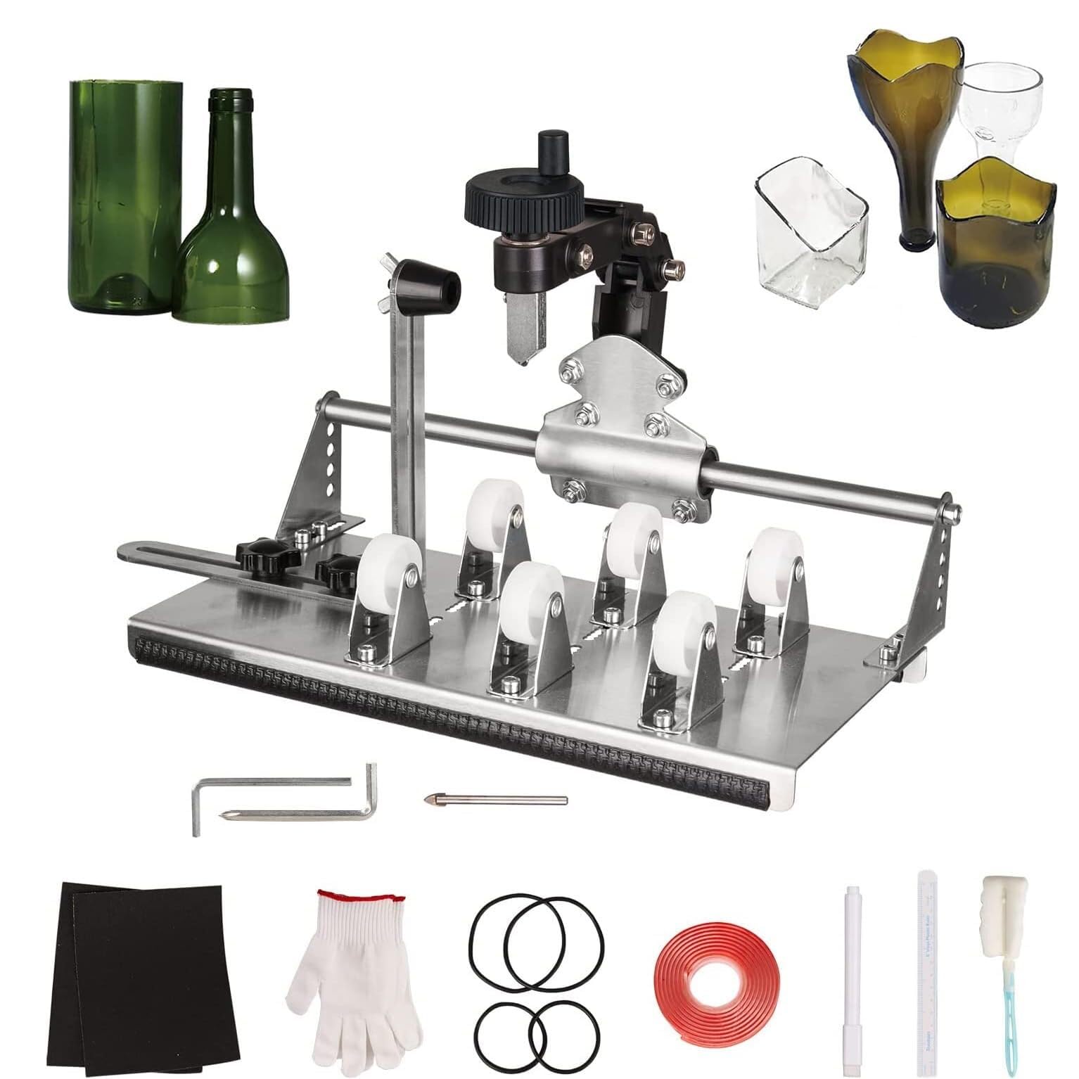 Coupe-Bouteille en Verre amélioré pour Toutes Les Formes, kit de Coupe-Verre Multifonctionnel avec Accessoires complets, adapté à la bière, au Whisky, au vin et au Champagne