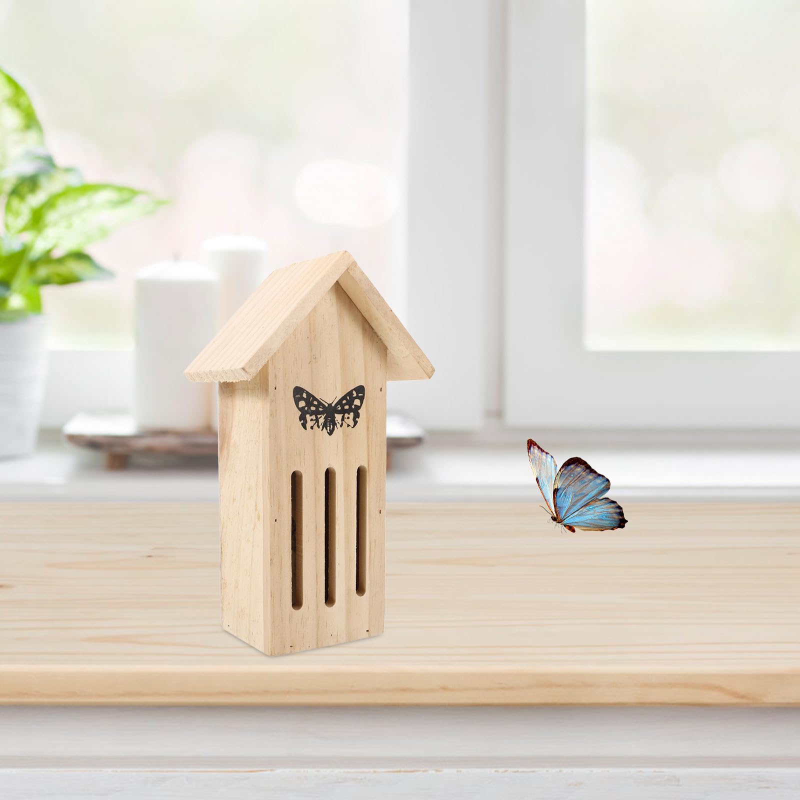 Schmetterlingshaus aus Naturholz zum Aufhängen Wetterfester Schmetterlingsunterstand für Garten Geschütztes Futterhaus für Schmetterlinge Langlebige Gartendekoration
