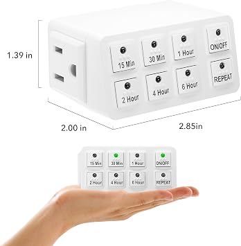 BN-LINK 2 Pack Indoor Countdown Timer with Repeat Function, Heavy Duty Accurate Compact Size for Charger Vacation Security, 3-Prong Grounded Outlet, 15A/1875W 12 HP ETL Listed