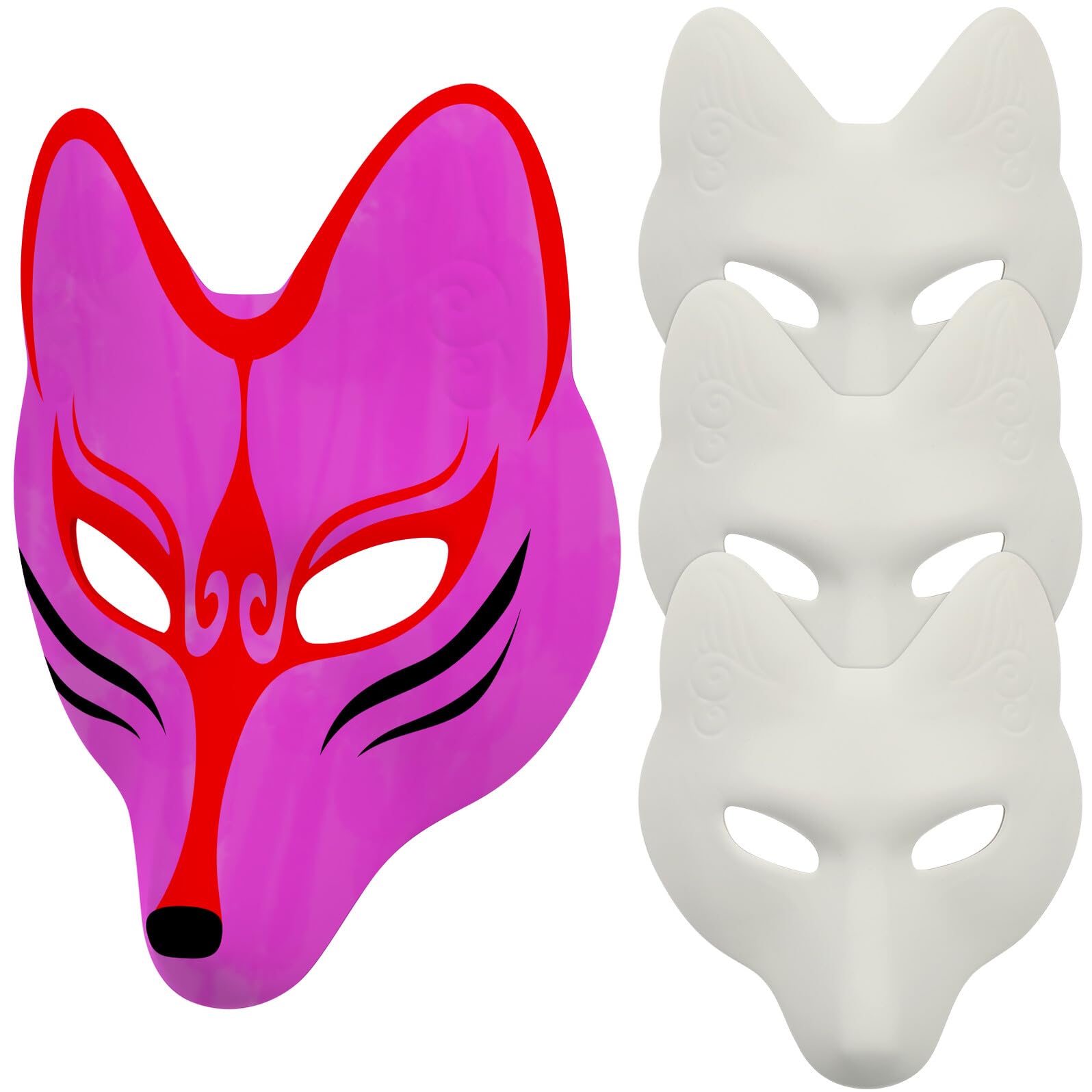 Toddmomy 4 Pezzi Maschere Volpe Bianche in PU per Masquerade Fai da Te Maschere Vuote Decorabili per Festa di Compleanno Carnevale Scuola e Eventi Speciali