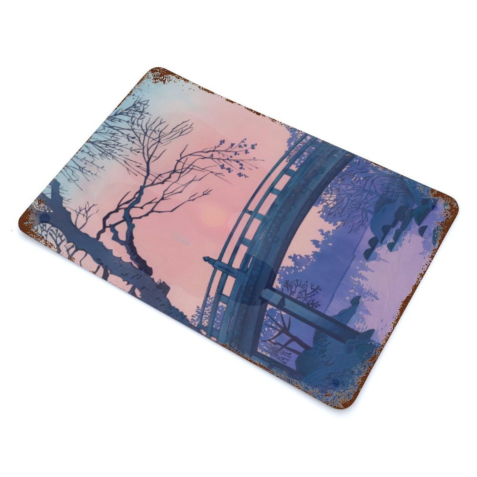 Sunset Painting Decorative Tin Sign 11.8"x7.9", for Bistro, Counter And Cafe Decor, Classic Wall Plaque
