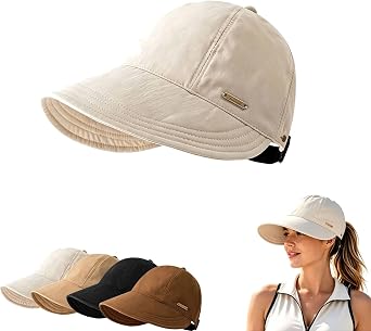 Women's Wide Brim Sun Visor Hat, UPF 50+ UV Protection Cap, Packable Visor