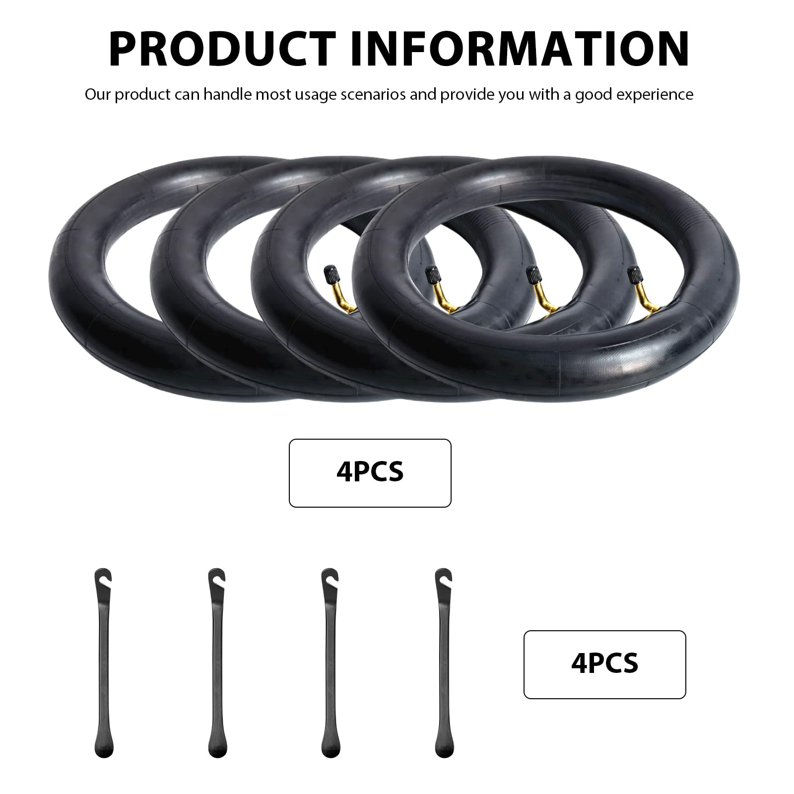 Camera D'aria Passeggino, 4 Pezzi Doppio Spessore Ruote di Ricambio, Camere D'aria in Gomma per Scooter Elettrici, Fornita con 4 Leve per Pneumatici, per Scooter Elettrici, Passeggino, 12 1/2 x 2 1/4