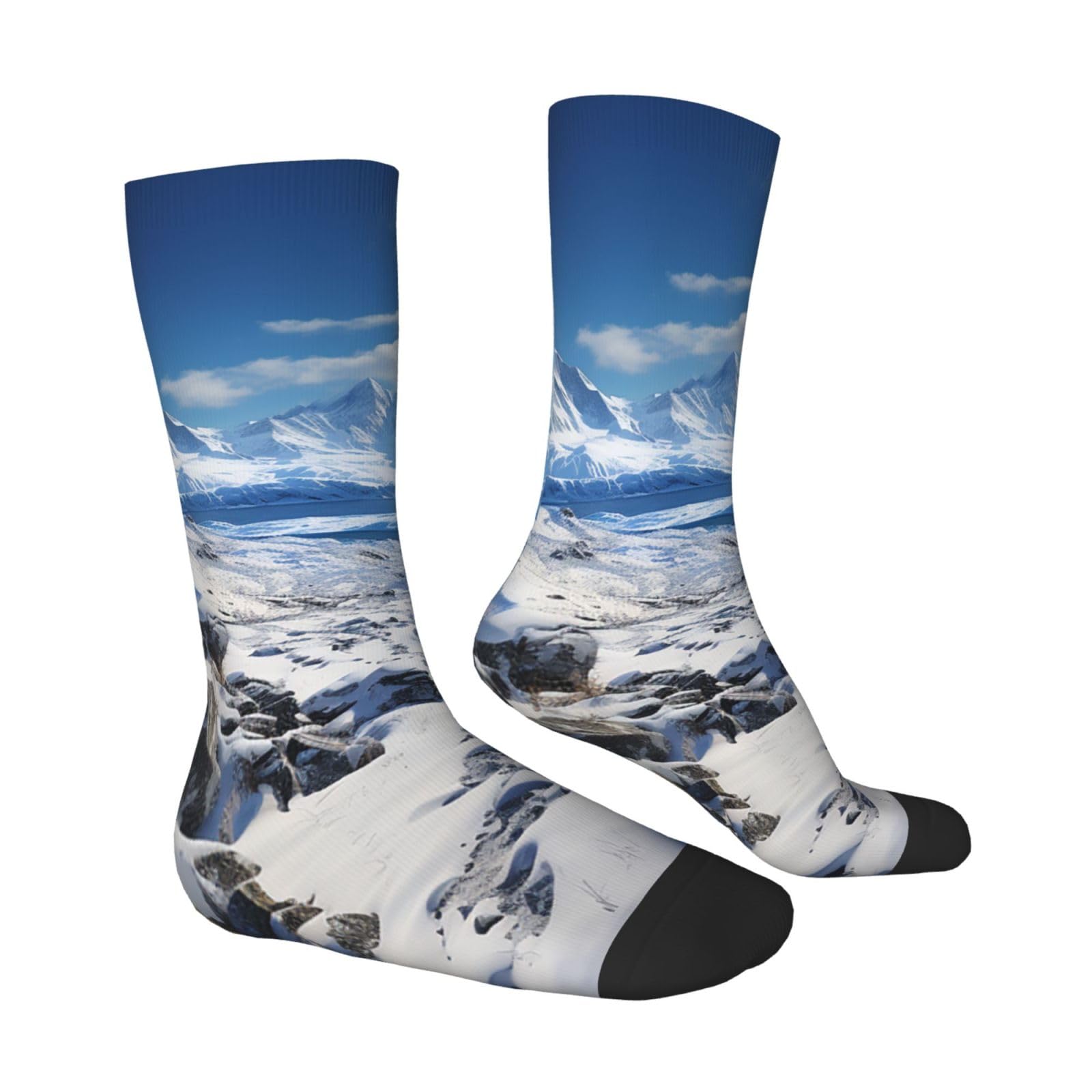 LZQPOEAS Spectacular snowy mountains Athletic Socks Unisex Cushioned Crew Socks Hiking Running Calf Sock Soft Above Ankle Sock