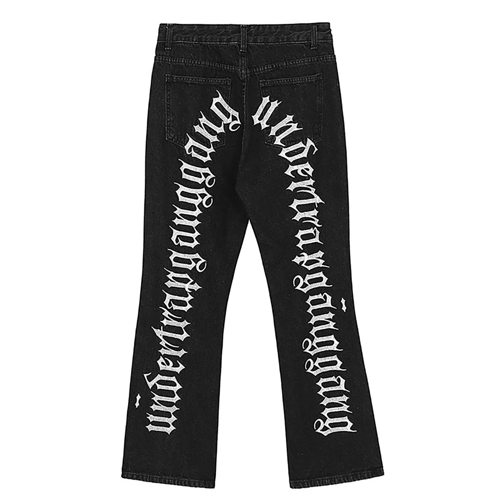 SIYAN Męskie dżinsy z wysokim stanem i szerokimi nogawkami spodnie jeansowe lata 90-te Streetwear