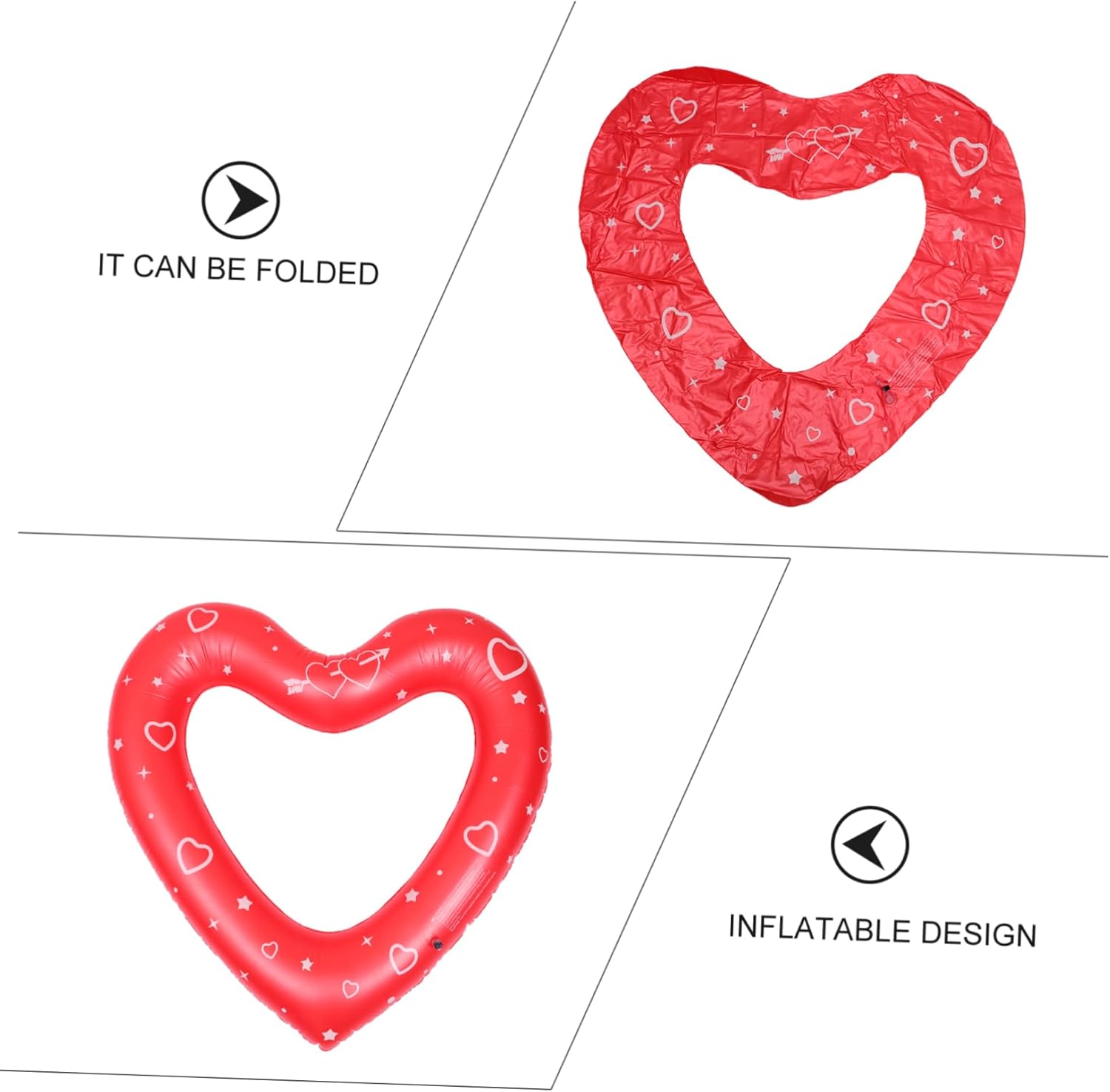 3pcs Heart Shaped Inflatable Swimming Swim Float for Pool Parties and Random Styles for Adults and Water Activities