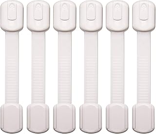 Baby Proofing Safety Cabinet Locks - Child Proof Latches for Drawer Cupboard Dresser Doors Closet Oven Refrigerator - Adjustable Childproof Straps by Oxlay - White - 6 Pack