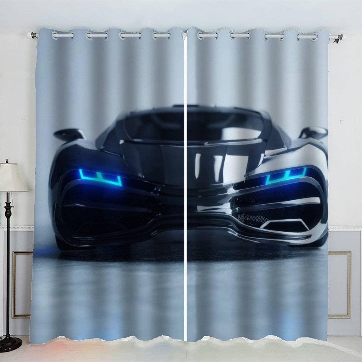 Gardinen Auto Verdunklungsvorhänge Wohnzimmer Schlafzimmer Kinderzimmer Mädchen Jungen 3D Polyester Sportwagen Vorhänge Ösen 150 x 166 BxH