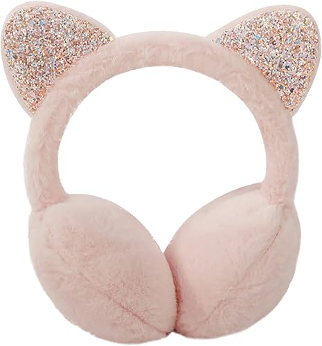 Cute Ear Earmuff Girls Sequin Ear Muff Furry Plush Ear Warmer Outdoor Winter Ear Cover Cold Weather Ear Protector