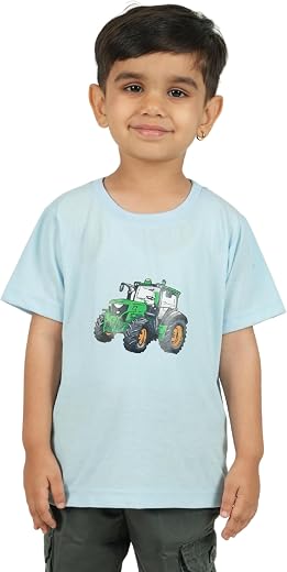 CocoBelle NYC Boys Polo Neck Printed T-Shirt Cotton Half Sleeve Solid (4-5 Years) Lite Blue