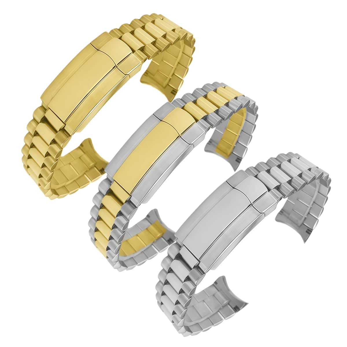 Cinturino Orologio Metallo Banda Ricambio Fibbia Nascosta 20mm 21mm Bracciale Maglie Massiccio per Rolex GMT - Master II - Argento + Oro 20mm