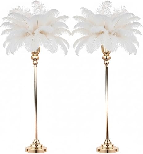 32.5inch Versatile Metal Wedding Centerpiece Vases - Set of 2 Tall Gold Trumpet Vases for Road Lead, Elegant Centerpiece Stands for Wedding Reception Party Events Anniversary (Gold, 32.5in - 2Pcs)