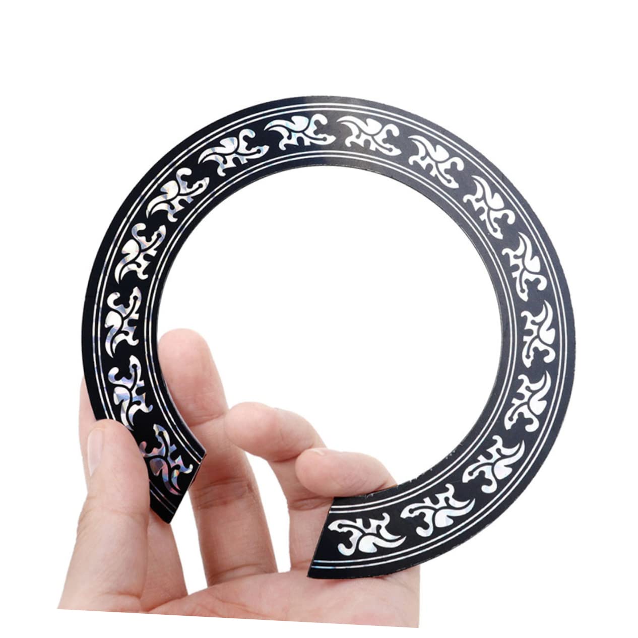 2 Rosette Autoadesive Per Chitarra Acustica – Diametro Interno 104 Mm, Decorazione In PVC Argentata Per Foro Sonoro