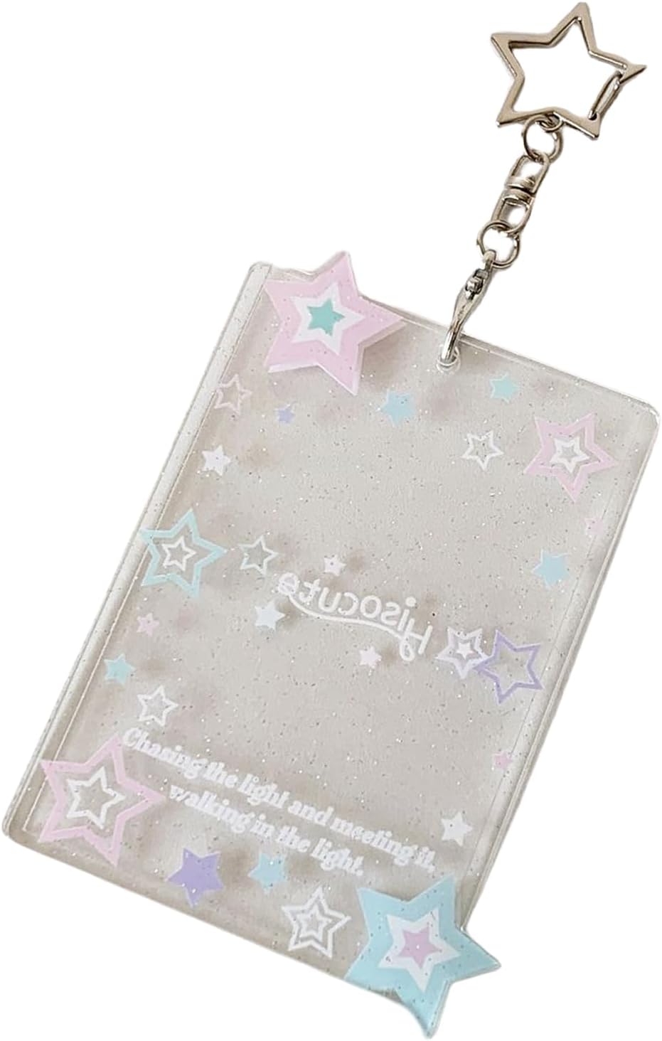Elegant Star Card Holder Keychain For Fans Portable Idol Photo Card Organizers With Sturdy Acrylic Designs