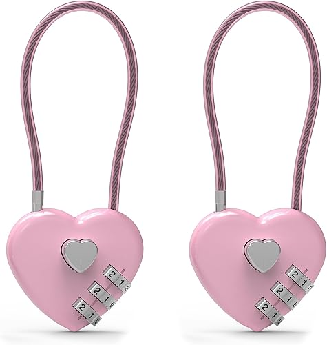Cerradura de combinación pequeña para casillero, cerradura de cable con código, combinación de candado rosa, para equipaje, maleta, casillero de
