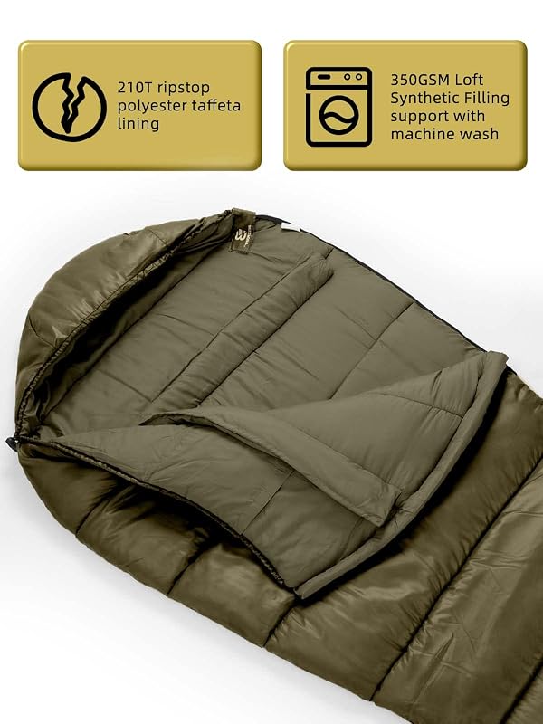 Bessport Mummy Sleeping Bag | 15-45 ℉ Extreme 3-4 Season Sleeping Bag for Adults Cold Weather– Warm and Washable, for Hiking Traveling & Outdoor Activities by Bessport - Used condition - Image 4