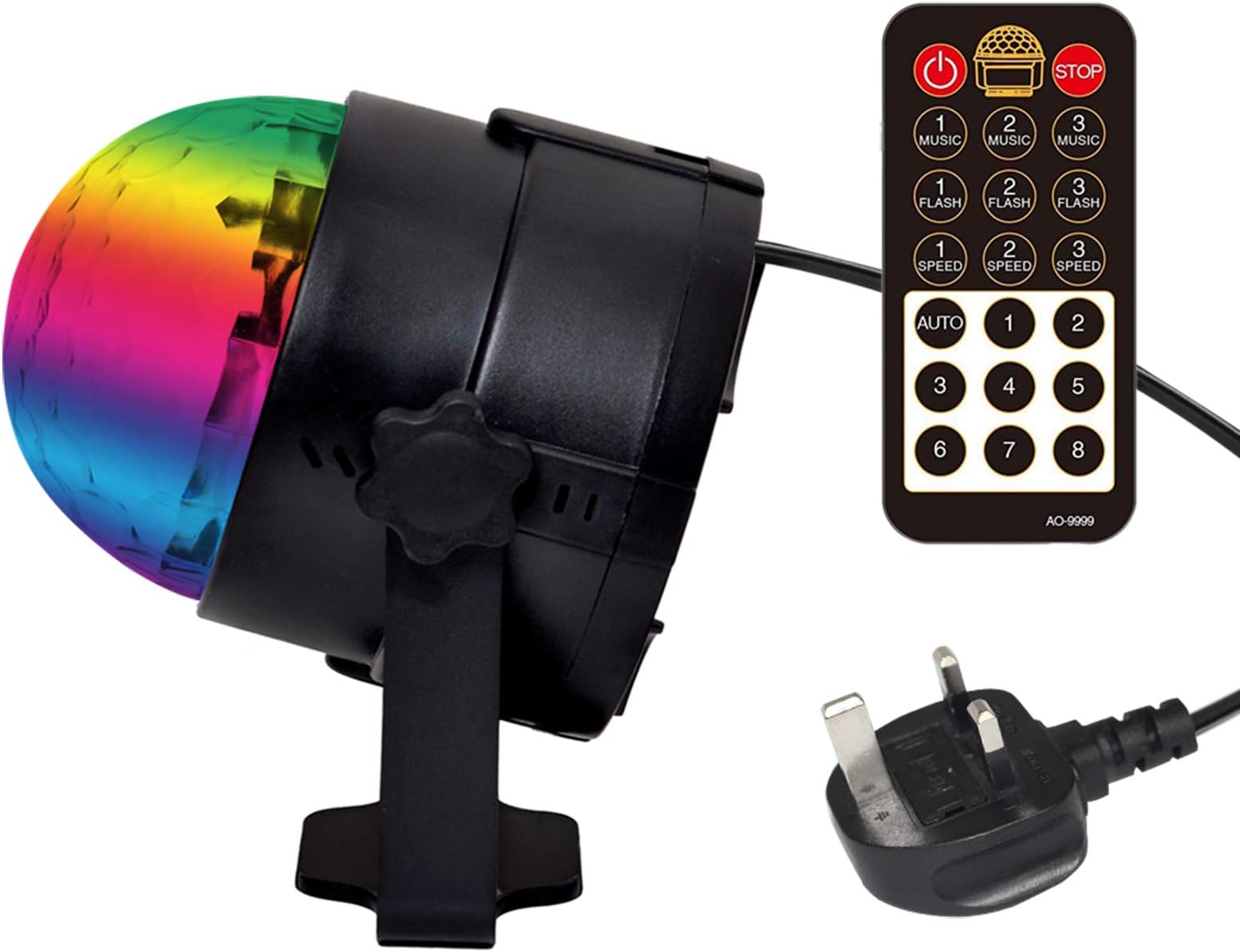 Disco Lights, Fooxon Upgraded RGBW Party Lights Sound Activated 6W 7 Modes LED Rotating Crystal DJ Lights with Remote Control for Party Karaoke Birthday and Bar