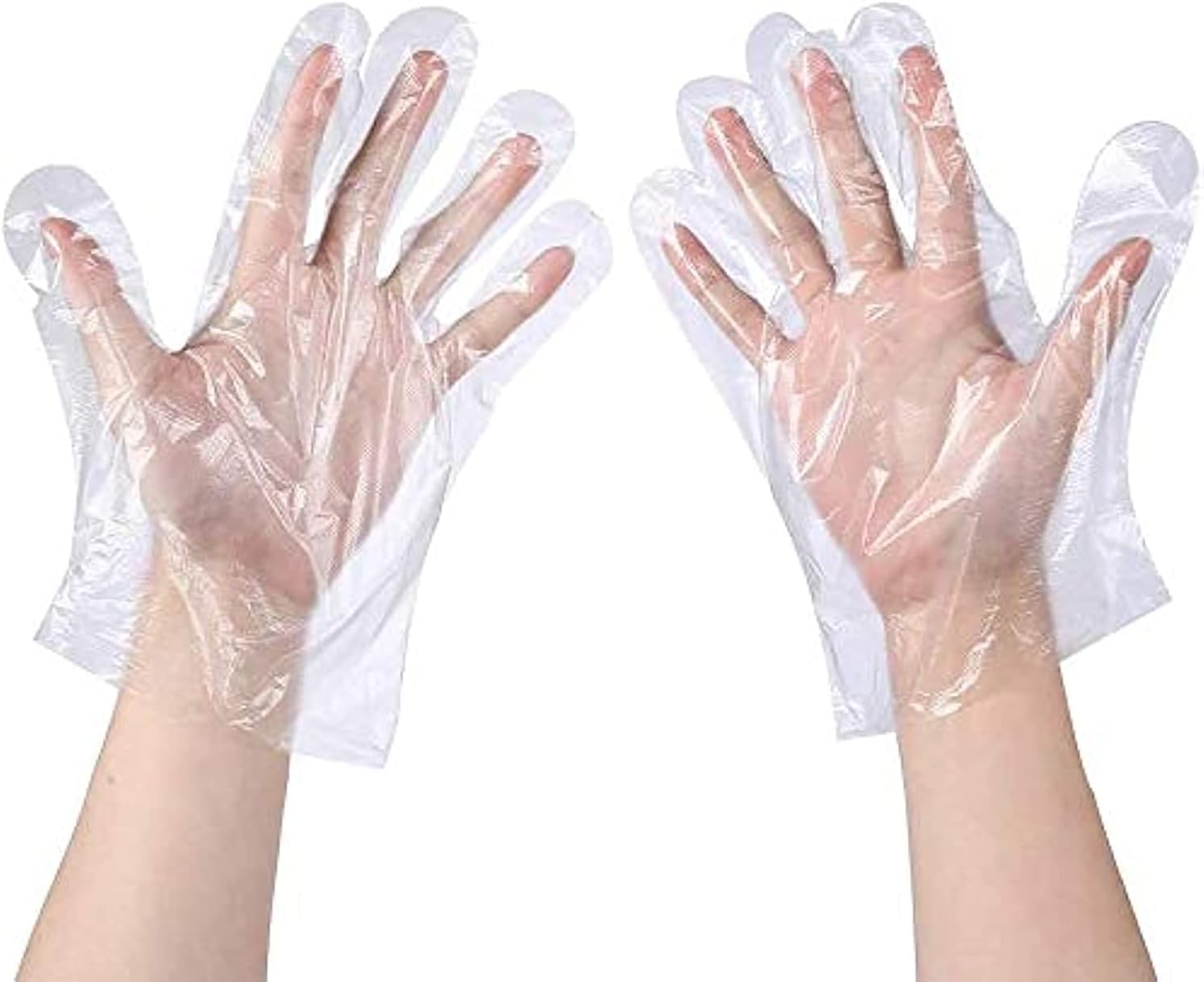 HOME CUBE Disposable Plastic Poly PE Polythene Hand Safety Gloves for Kitchen, Cooking, House Cleaning, Hair Coloring, Food Serving, Gardening,Driving, Sanitation,Virus Protection (100 Piece)