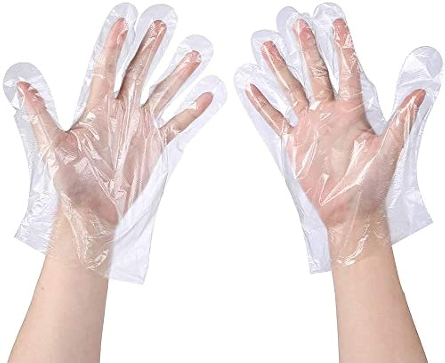 HOME CUBE Disposable Plastic Poly PE Polythene Hand Safety Gloves for Kitchen, Cooking, House Cleaning, Hair Coloring, Food Serving, Gardening,Driving, Sanitation,Virus Protection (100 Piece)