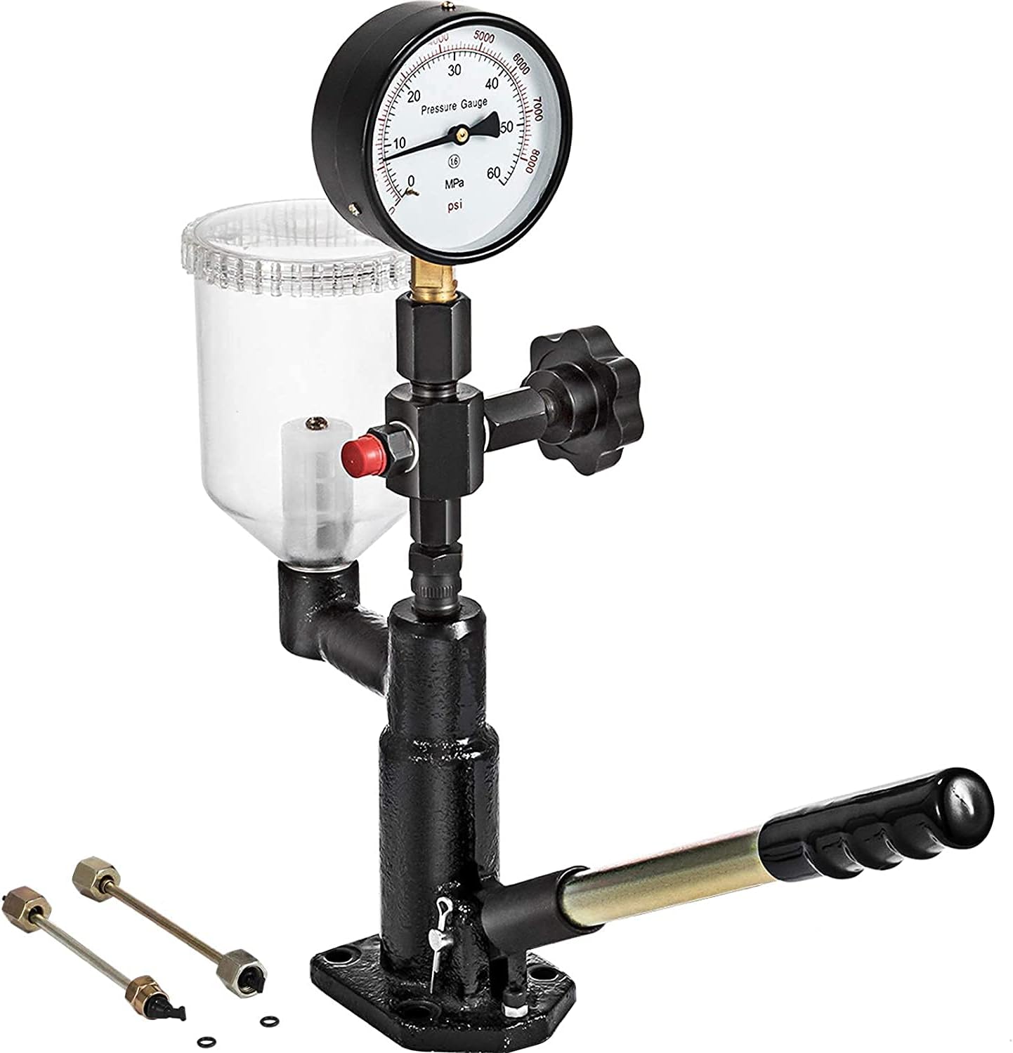 400Bar 6000PSI Diesel Fuel Injector Tester Diesel Injector Nozzle Tester with Dual Scale Gauge to Adjust Injector Nozzle Pressure and Testing Diesel Injector Nozzle Pop Pressure Tester