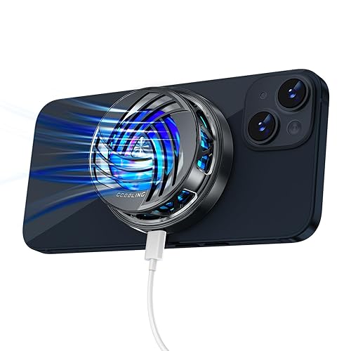 PEPPER JOBS Ventilador magnético para teléfono celular, ventilador de refrigeración con placas magnéticas, pantalla LED, luces RGB y sistema de