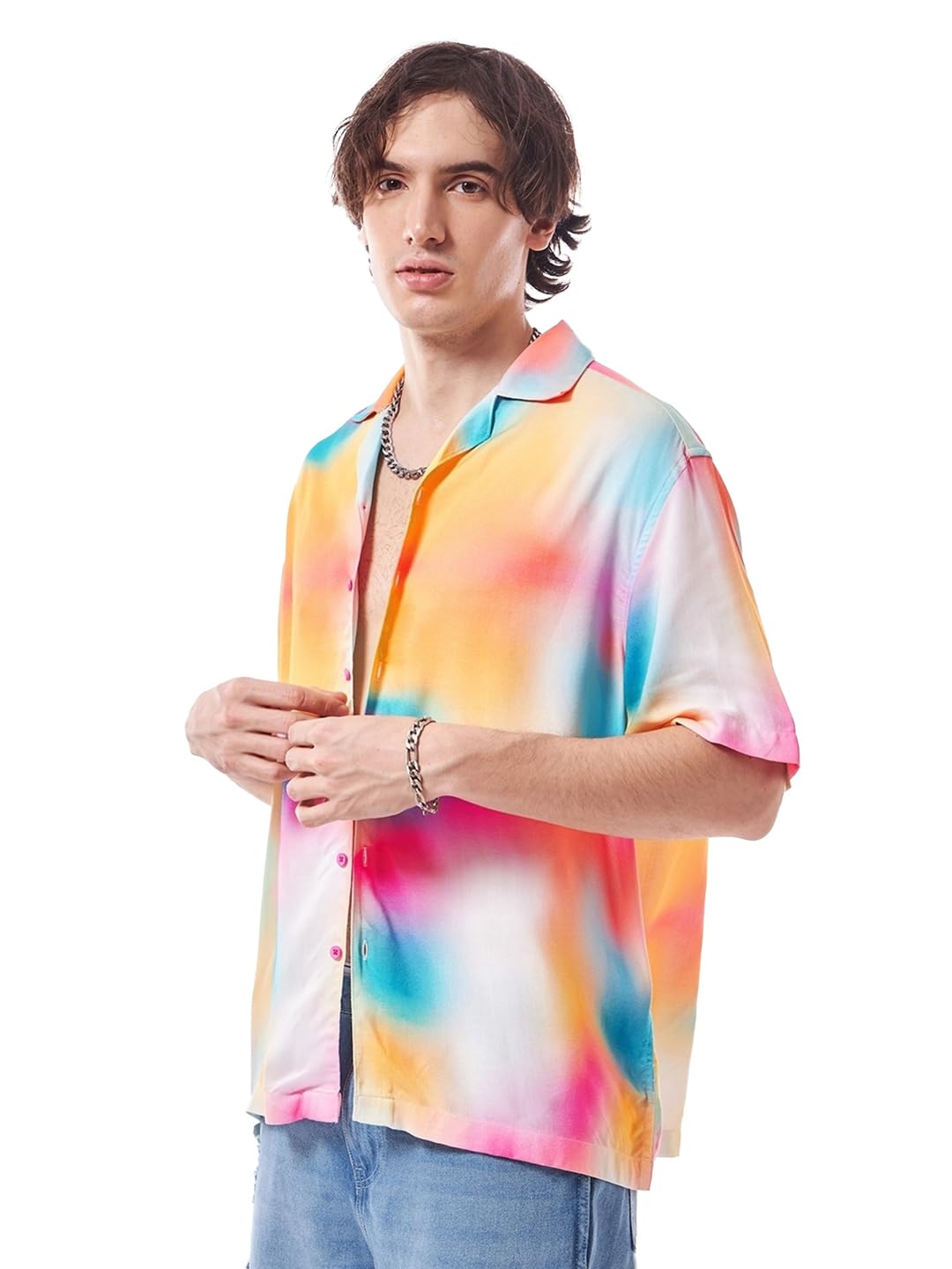 Bewakoof Men's Cotton Oversized Fit Shirt in neutral