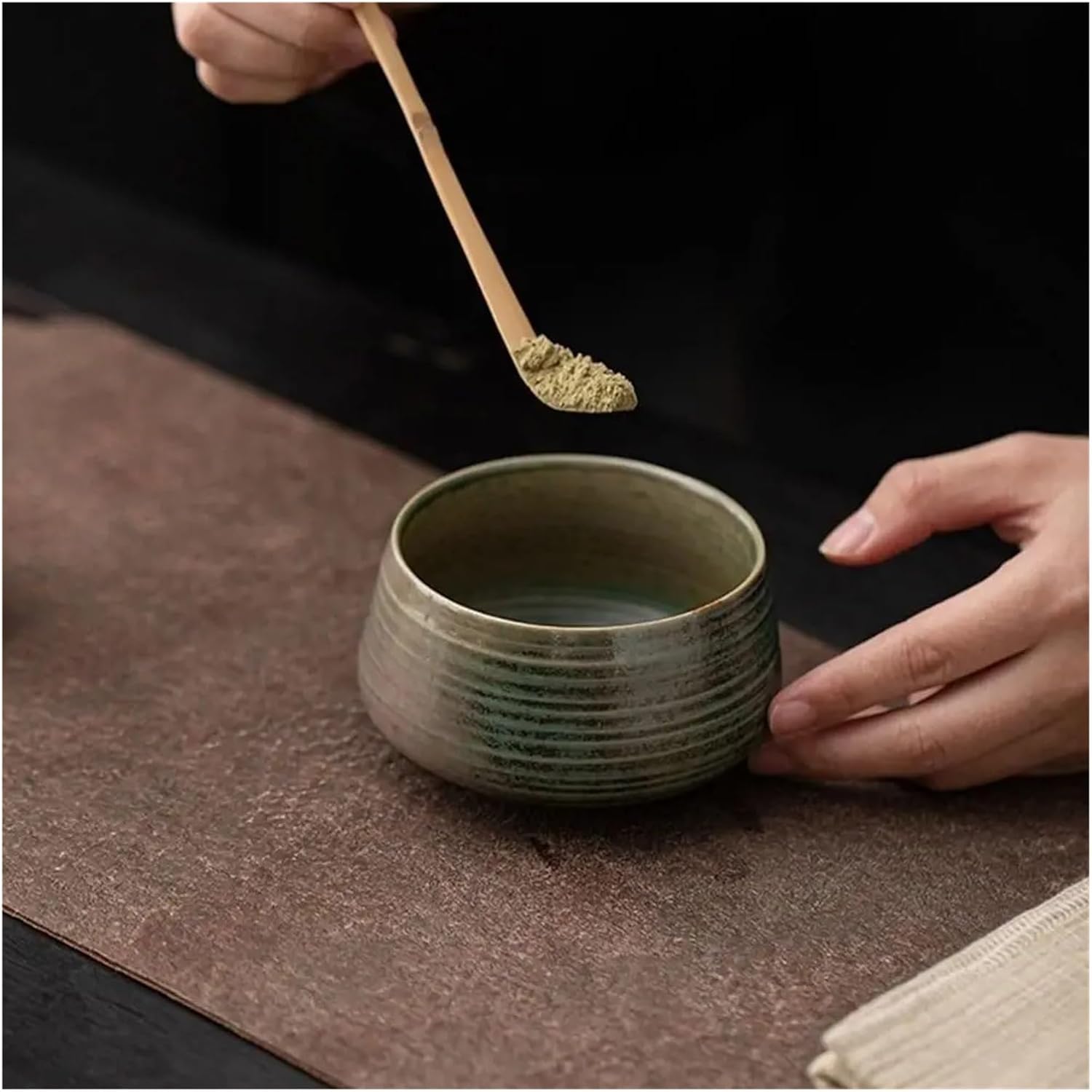 Ceramic Matcha Bowl Large Capacity Smooth Tea Brush Stand Temperature Resistant Ceremony Tool For Set Accessories(E)