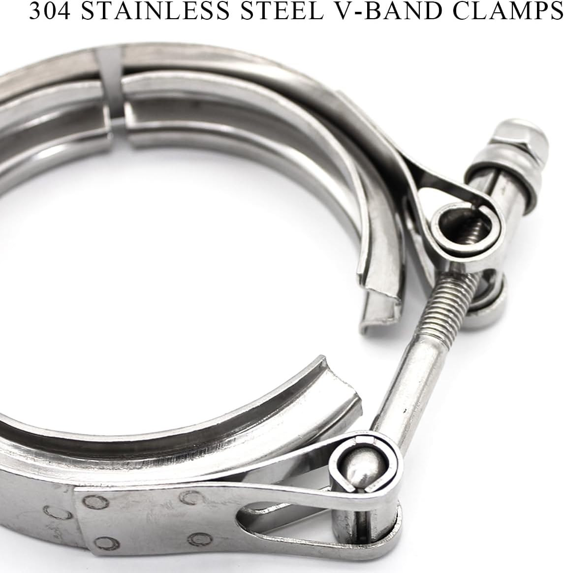 KVAEY V Band Clamp for Turbo, Automotive Stainless Steel Turbo Clamp with Male Female Flange (3")