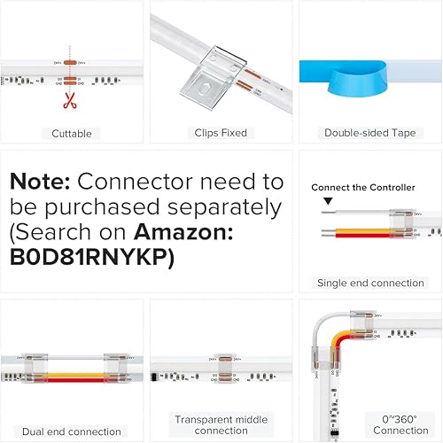 Miniatura 5 de BTF-LIGHTING FCOB WS2811 IC RGB Chip Flexible de Alta Densidad Uniforme Luz Persiguiendo Color Tira LED DC24V 630LEDm 9.8FT 30IC 0.394 in Ancho